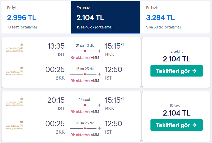 istanbul bangkok uçak bileti